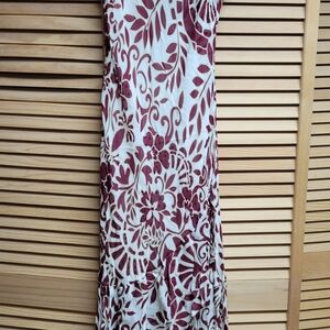 Asymmetrical Floral Dress in Burgundy and White